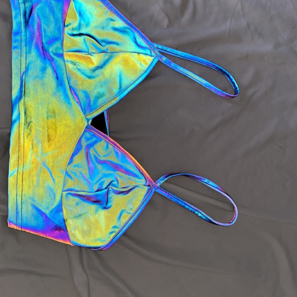Holographic v next crop top